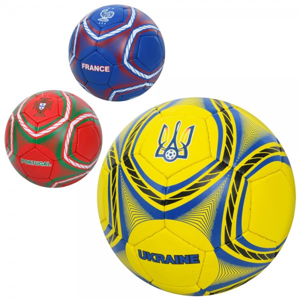 162835 М'яч футбольний 2500-269 розмір 5, ПУ1, 4мм, ручна робота, 32 панелі, 400-420г, 3 види(країни), кул.