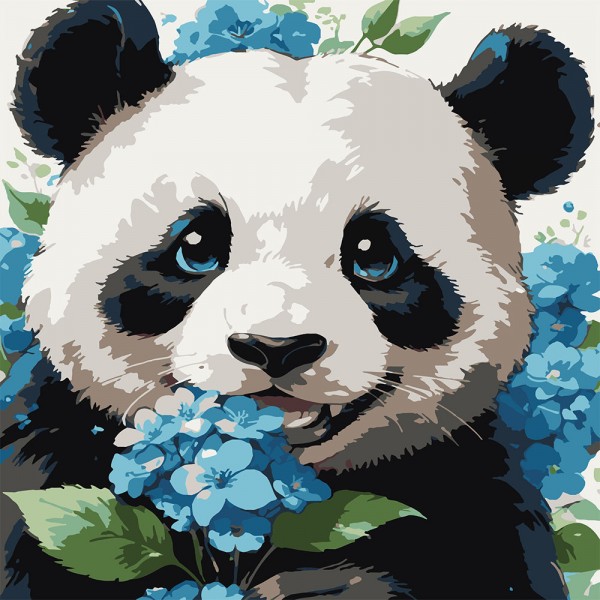 246746 Картина за номерами Strateg Панда серед квітів 30х30 (ES-0903)