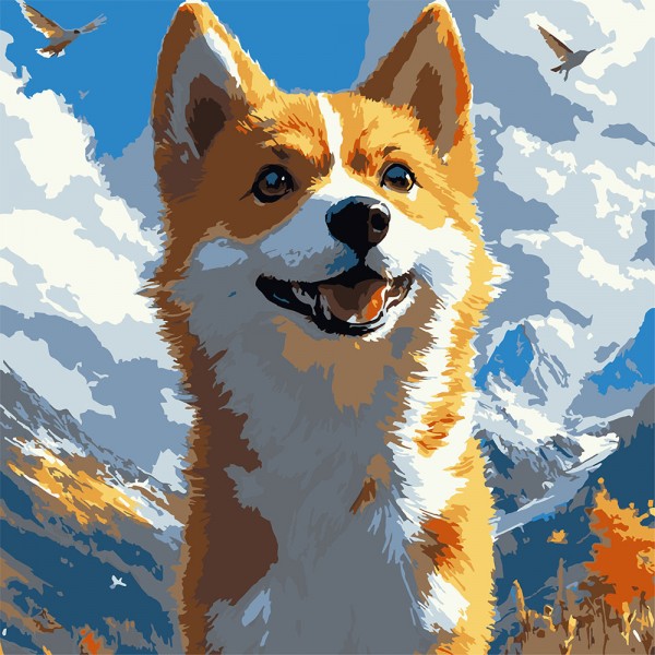 246747 Картина за номерами Strateg Коргі на вітрі 30х30 (ES-0905)