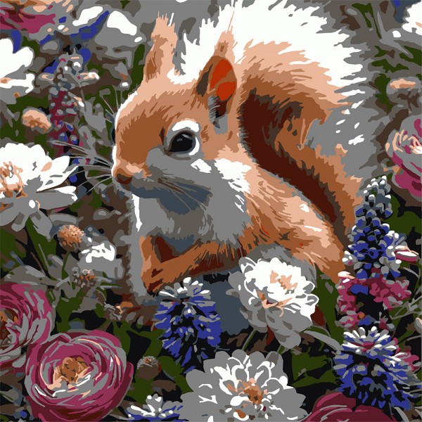 246748 Картина за номерами Strateg Білка серед квітів 30х30 (ES-0912)
