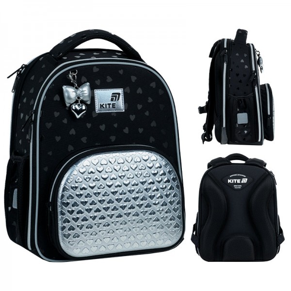 251833 Рюкзак Kite Education каркасний 556 Black&Silver