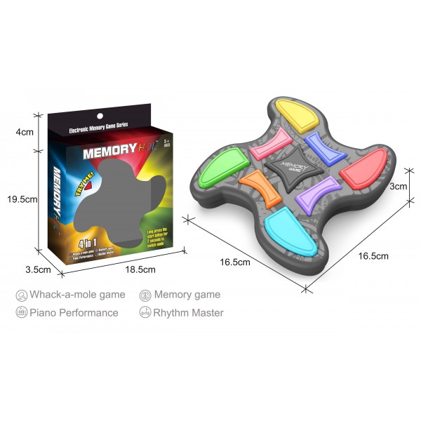 170734 Дитяча гра G99-16B для тренування пам'яті, 4в1, муз., світло, бат., кор., 19-24-4 см.