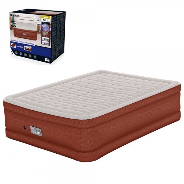 247848 Велюр ліжко BW 69160, вбудований насос,220V,порти USB-A /USB-C,сумка для збер.,до 350кг.203-152-51см