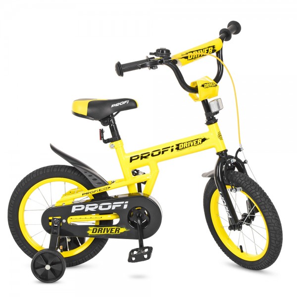 51127 Велосипед дитячий PROF1 12 д. L12111 Driver, дод. колеса,  жовтий.