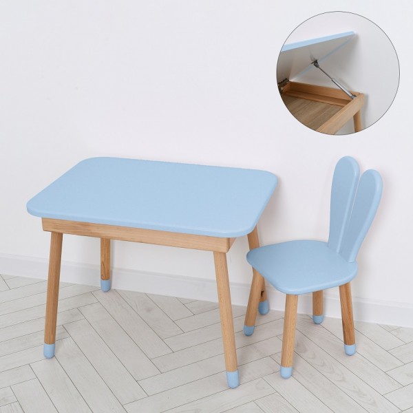 153588 Столик 04-027BLAKYTN-TABLE зі стільчиком, зайчик, ящик, пастельно синій, 68-50 см.