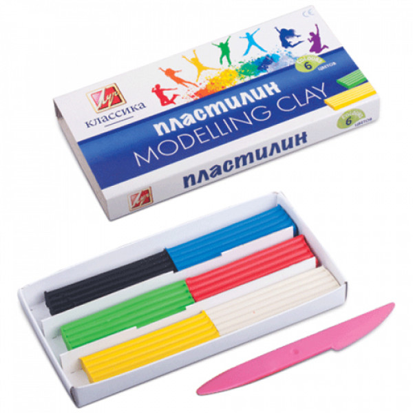7434 Пластилін "Класика" 6 кол. 120 г 12С878-08, із стеком