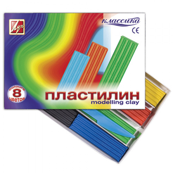 7435 Пластилін "Класика" 8 кол. 160 г 12С867-08, зі стеком
