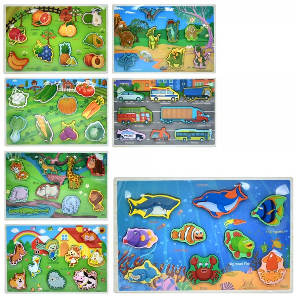 247780 Дерев'яна іграшка Рамка-вкладиш MD 1533 мікс видів, у пакеті, 22-15-1см