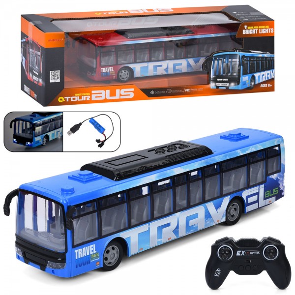 249824 Автобус 666-695NA радіо/к, акум, 38см, світло, гумові колеса, USB,2кольори,корі,49-16-15см