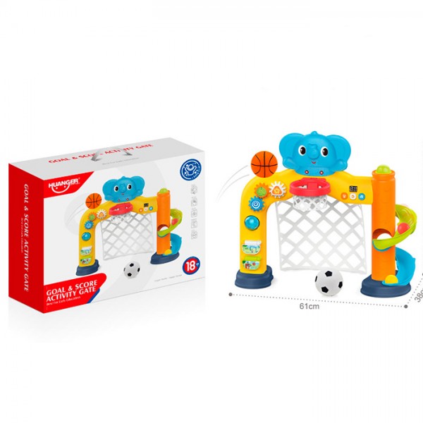 249958 Гра HE0574 ігровий центр,футбольні ворота,61-54-в38см,муз,св,баскетбол,м'яч 2шт,лабіринт/трек,кульки