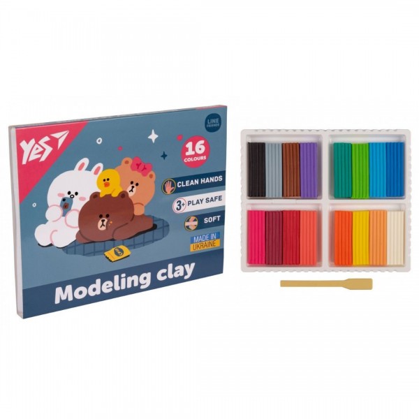 176651 Пластилін Yes, 16 кол., 320г "Line Friends"