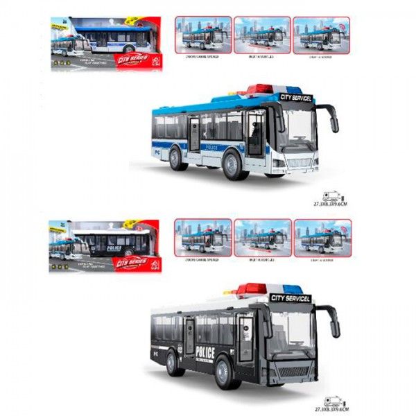 250931 Автобус RJ5513AB інерція, 28см, 1:16, поліція, відчиняються двері, звук, світло, гумові колеса,2види