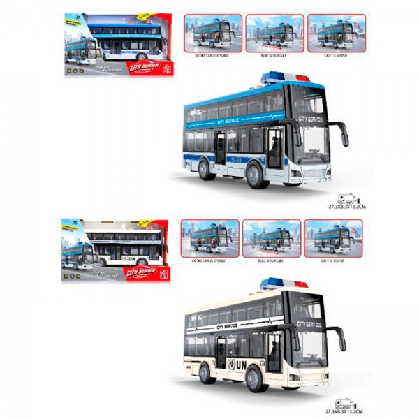 250932 Автобус RJ5514AC  інерція,двоповерховий, 28см, 1:16, відчиняються двері, звук,світло,2 види