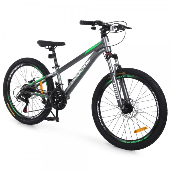 250818 Велосипед PROFI FREEDOM 24 д. FD-2402 алюм.рама 11",SKD85%,SHIMANO 21SP,швидкознім.кол.темно-сірий