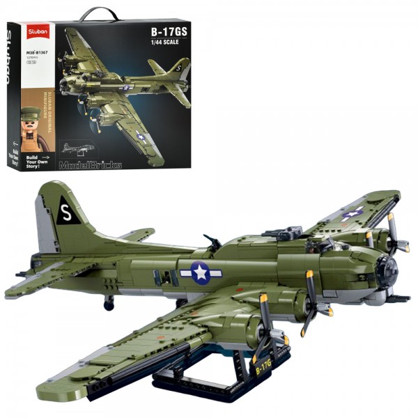 243657 Конструктор SLUBAN M38-B1367 військовий літак, 1:44, фігурки, 1270дет, в кор-ці, 52,5-19,6см