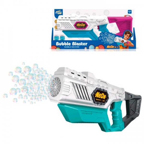 247569 Мильні бульбашки B47 (12шт) автомат/бластер, 42см, світло, запаска 7,5см 2шт, 2 кольори, на бат-ці, в кор-ці, 49-23-6,5см