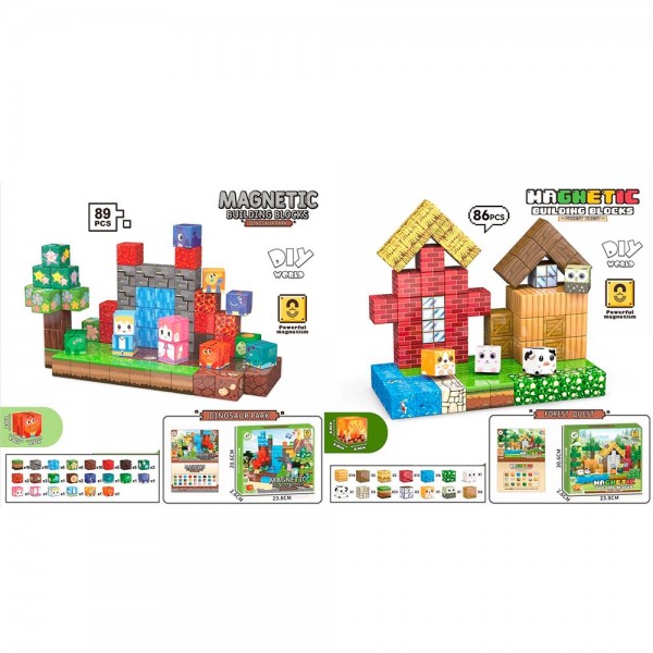 249197 Конструктор 2011-2021 магнітний, куб2см, 2 види(86дет,89дет)в кор-ці, 24-21-2,5см
