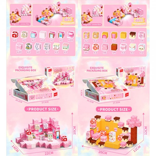 249199 Конструктор 301411-301413 магнітний,4в1,куб 2см,90дет,2 види.кор.28,5-20-4,5см