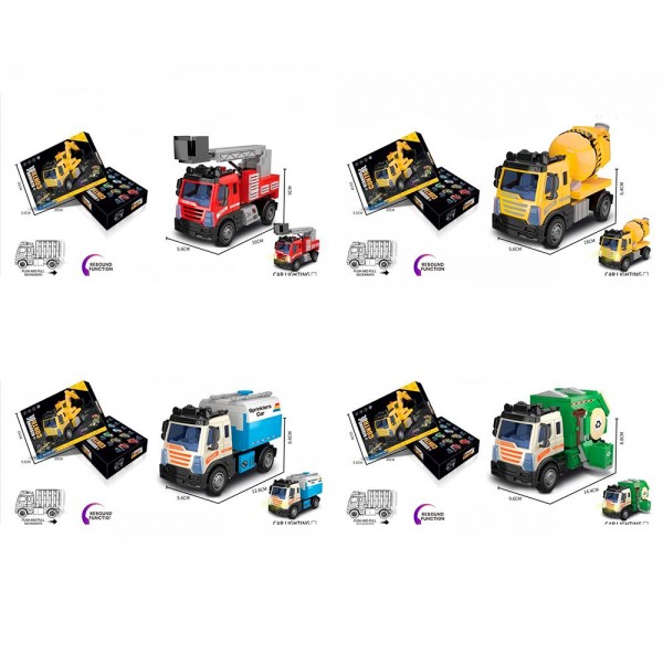 249200 Конструктор 6279A-E-F-J спецтехніка/будтехніка, інерція, гумові колеса,4 види,кор.20-15-4,5см
