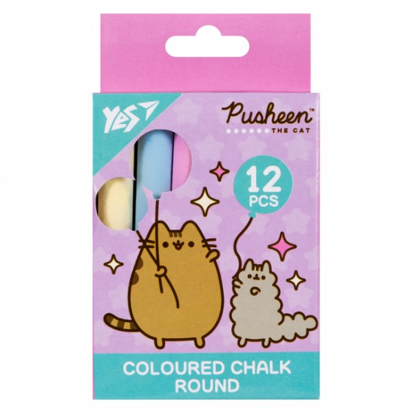 221880 Крейда кольорова Yes "Pusheen" 12 шт, кругла