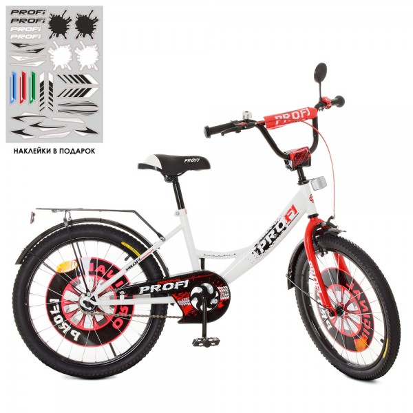 99907 Велосипед дитячий PROF1 20д. XD2045 Original boy, біло-червоний, світло, дзвінок, дзеркало,підніжка.