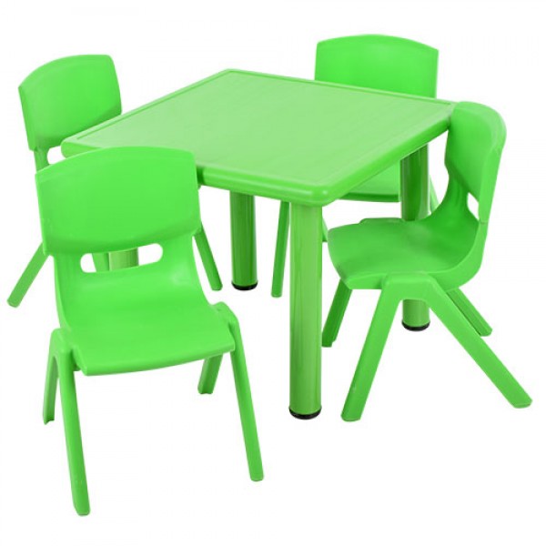 49496 Столик B0203-5 стільчики 4 шт., регул. висота (стіл), зелений, 54,5-31,5-37 см.