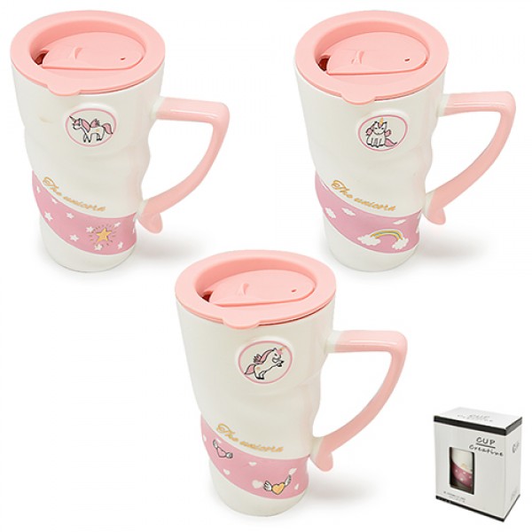 109748 Чашка з кришкою "Pink Unicorn" 500мл TL00007