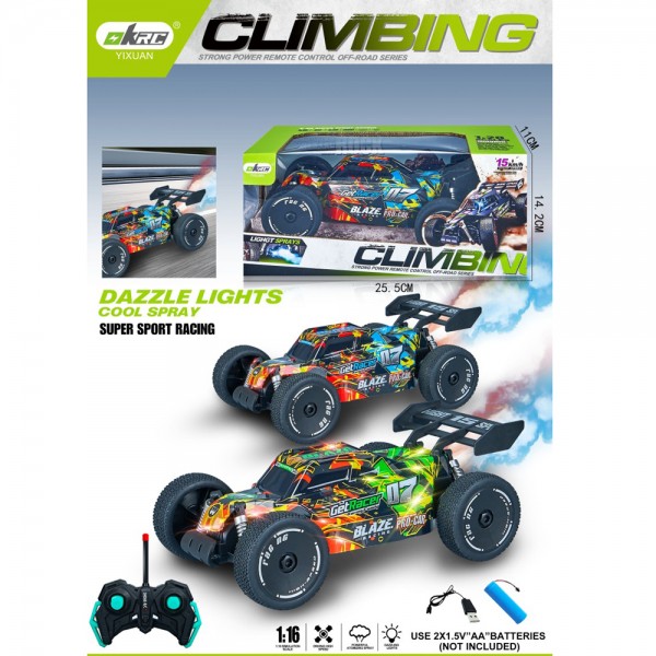 244026 Машина KM661-8 радіок.,акум,21,5см,1:20,пара/дим,світло,корпус не б'ється, гум.колеса,USB, 2 кольори