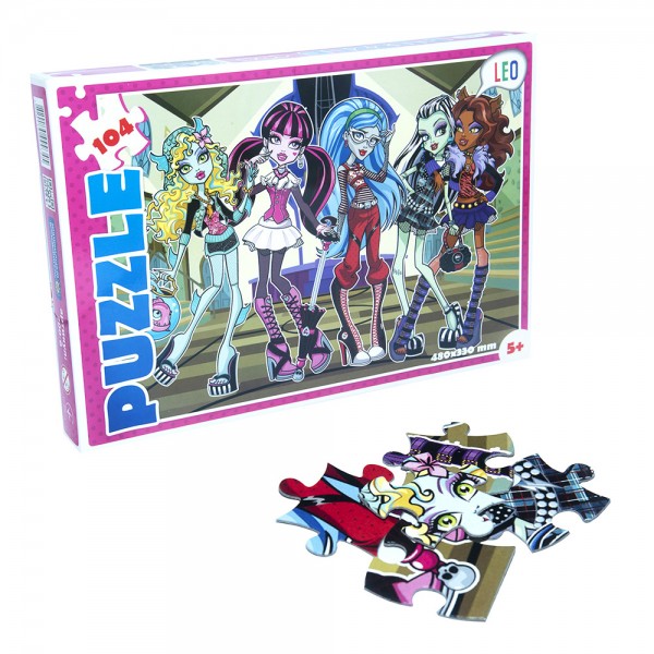 224836 Пазли 200-6 (12 шт) Лео, "Школа монстрів", в кор-ці, 32-22-4см