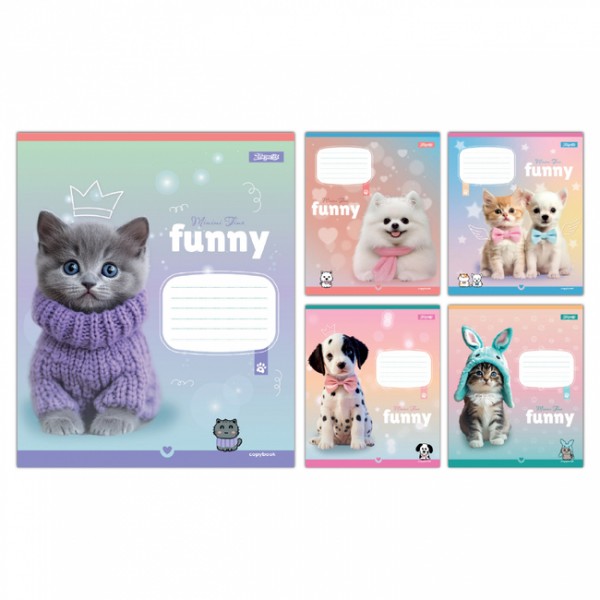 229359 А5/12 кос. 1B Funny Pets, зошит учнівський шкільний