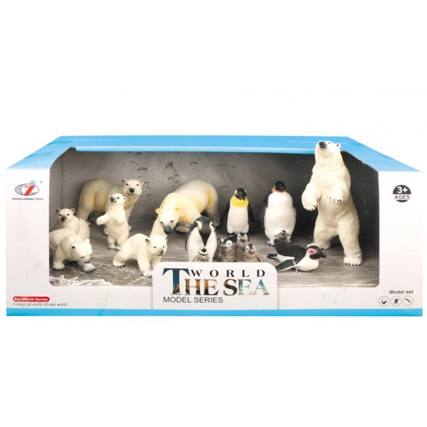 156451 Тварини Q9899-P44 набір 12 шт., пінгвіни, білі ведмеді, кор., 36-14-20,5 см.