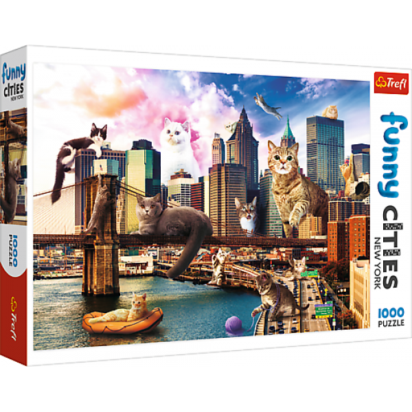 169781 Puzzles - "1000 Funny Cities" - Cats in New York