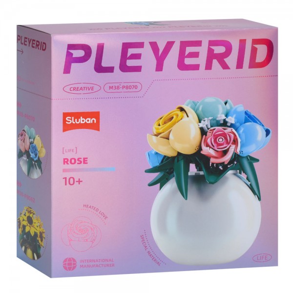 245768 Конструктор SLUBAN M38-P8070 квіти у вазі, троянди, 16,15см, в кор-ці, 23-24-8см