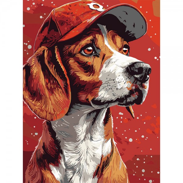 246764 Картина за номерами Strateg Пес у кепці 30Х40 (SS-1260)