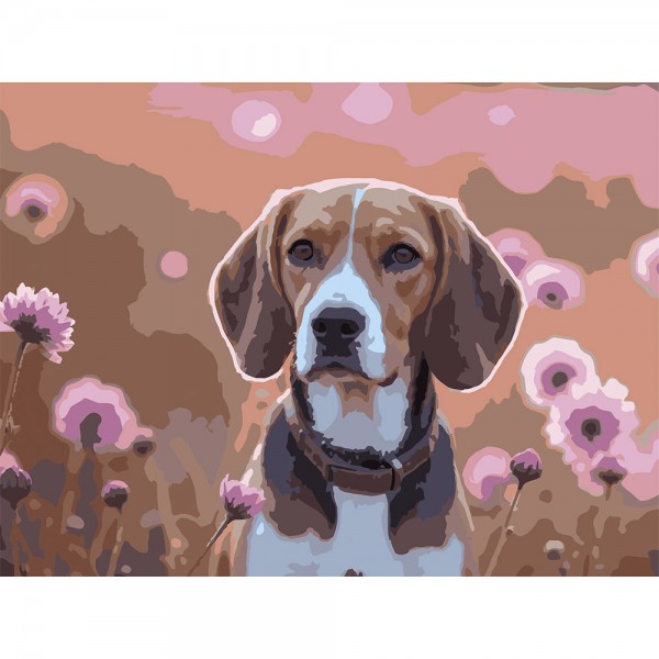 246765 Картина за номерами Strateg Квітковий пес 30Х40 (SS-1261)