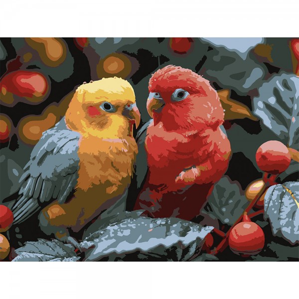 246773 Картина за номерами Strateg Папуга червоно-жовтий 30Х40 (SS-1278)