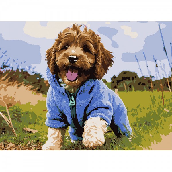 246779 Картина за номерами Strateg Цуценя на прогулянці 30Х40 (SS-1308)