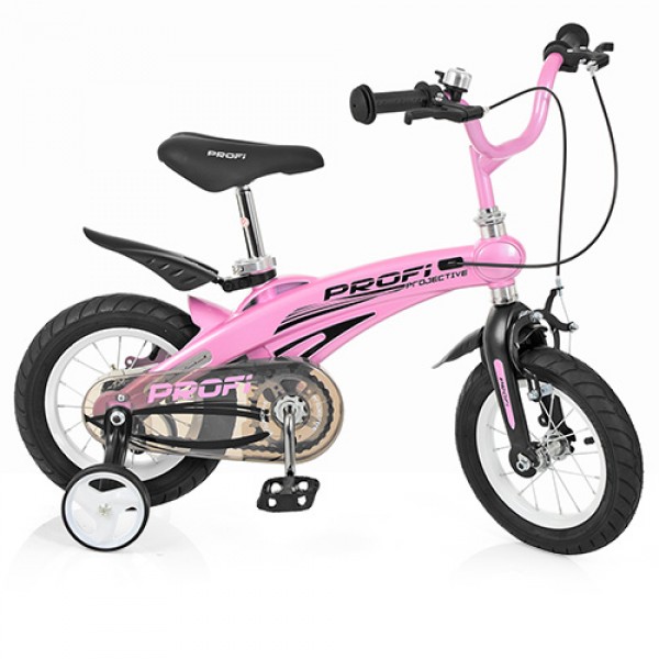 48840 Велосипед дитячий PROF1 14 д. LMG14122 магнієва рама, дод. колеса, рожевий.