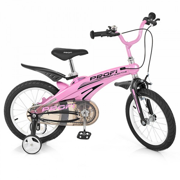 48843 Велосипед дитячий PROF1 16 д. LMG16122 магнієва рама, дод. колеса, рожевий.