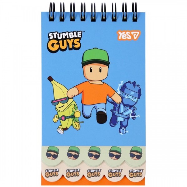 251609 Блокнот Yes 85x142 мм, 60 арк. подв. спіраль "Stumble Guys Blue" з 2 фігурними ярусами
