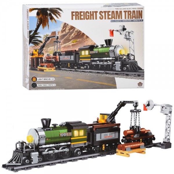 248098 Конструктор BB828Eпоїзд,дорога,кран,світ,магн.кріплення вагонів, 886дет,бат(табл)в кор-ці45-32-8см