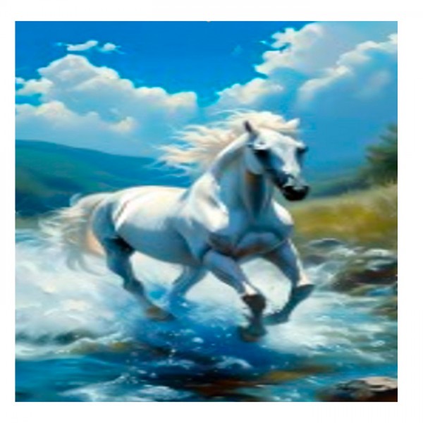 240065 Набір для творчості YG0292 алмазна мозаїка/діамантова мозаїка,40-30см,білий кінь,річка,бліст.,7-33-3