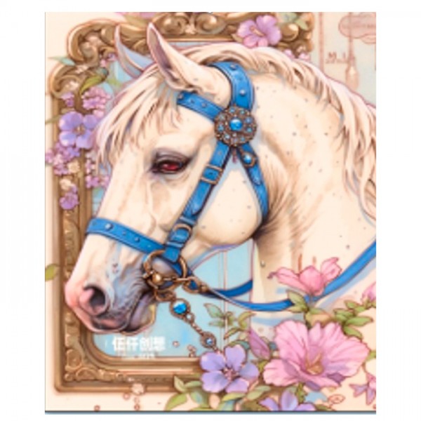 240067 Набір для творчості YG0304 алмазна мозаїка/діамантова мозаїка,20-30см,білий кінь,квіти,бліст.,7-23,5