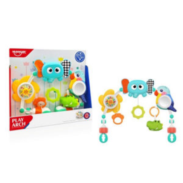 249786 Підвіска HE0319 на візок,слон+квітка+пташка,шуршить,дзерк,крокодил-пискав.рухл.дет.кор.40-35-7,5см