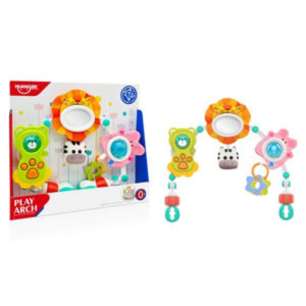 249787 Підвіска HE0320 на візок,тварини, шуршить,прорізувач,дзеркало,брязкальце,зебра-пискавка.рухл.деткор.