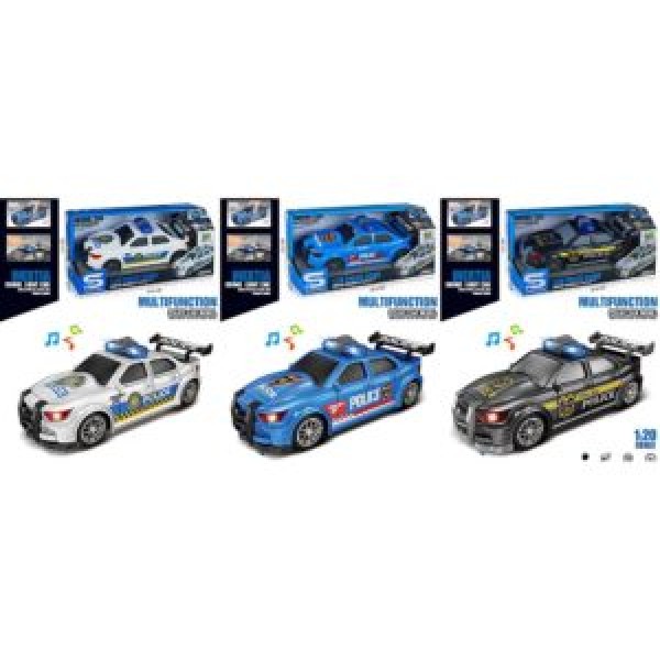 249601 Машина JS167C-7D-7E інерція, поліція, 19,5см, :20, звук,світло,гумові колеса,3 види,бат.