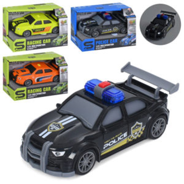 249602 Машина JS223C-23-23A  іінерція,1:24, звук, світло, гумові колеса, 3 види (1вид поліція)бат.кор.