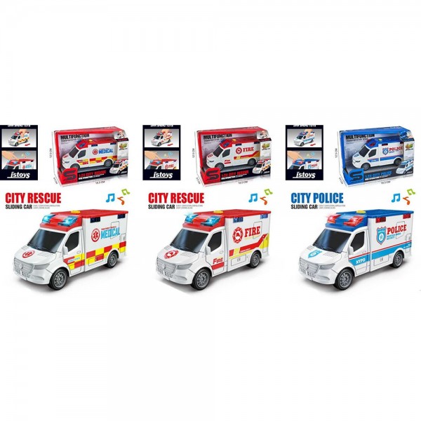 249220 Транспорт спецслужб JS221-21B-21A інерція,1:24,звук,світ.гум.колеса,3види.поліція,швидка доп.пожежна
