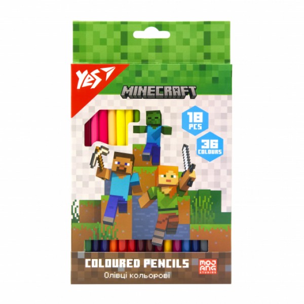 221907 Олівці кольорові Yes 18/36 кол. "Minecraft"