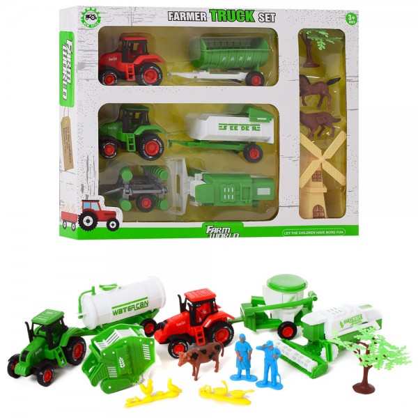 57805 Ферма 2018-7 трактор 2 шт., причеп 4 шт., фігурки, мікс кольорів, 2 види, кор., 39-30-6 см.